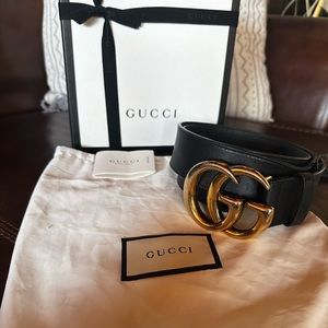 2015 RE-EDITION WIDE LEATHER GUCCI BELT
